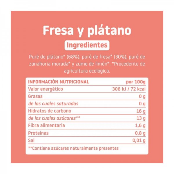Smileat Poche Fresa y Platano 100 gr 2