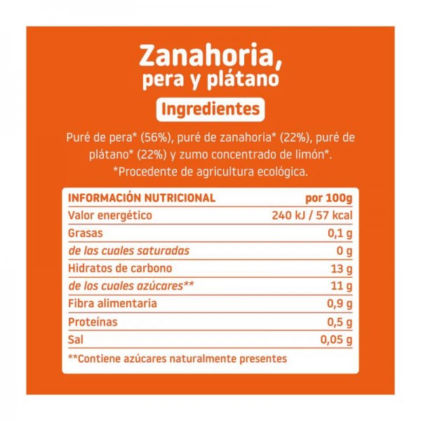 Smileat Poche Zanahoria, Pera y Platano 100 gr 2