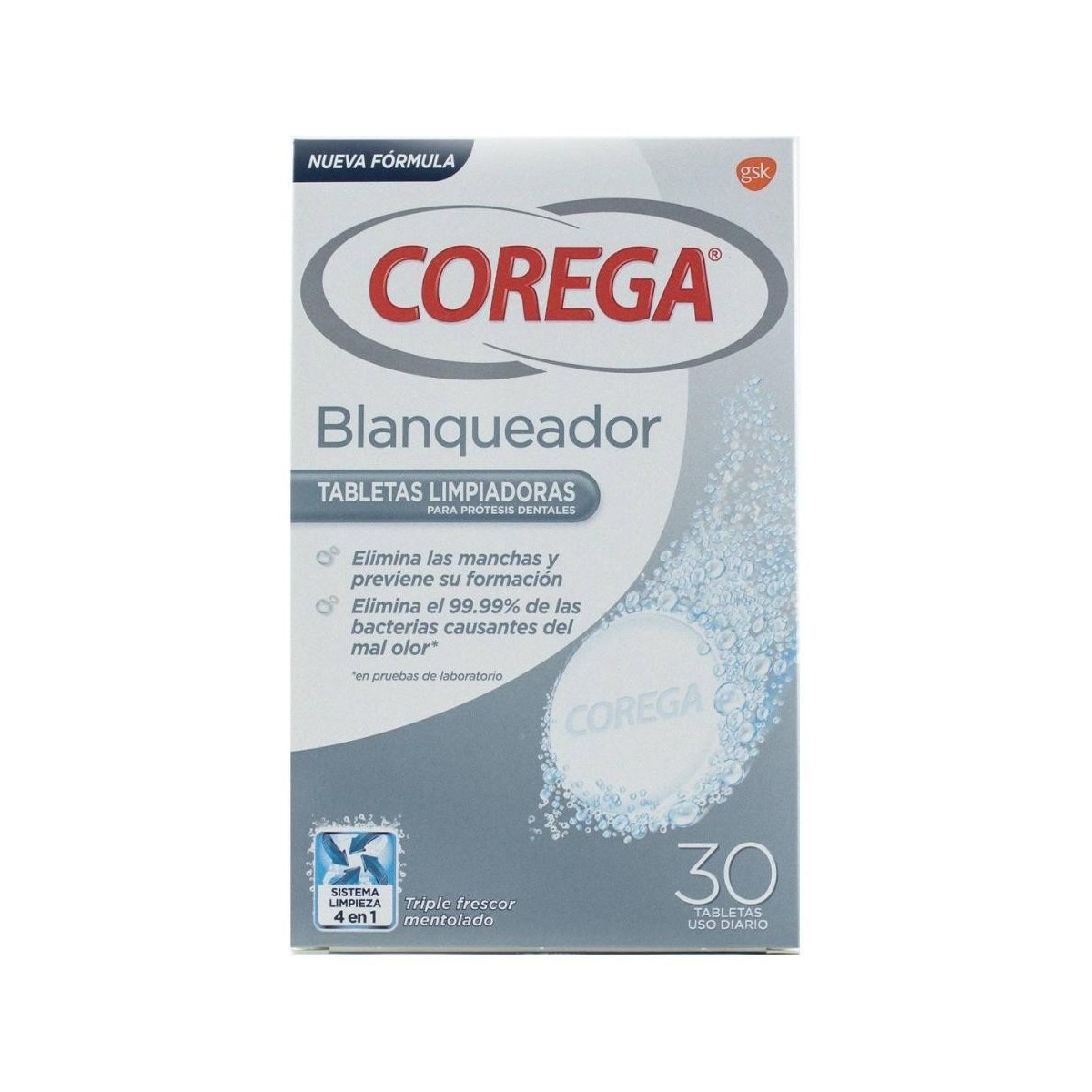 corega blanqueador 30 tabletas